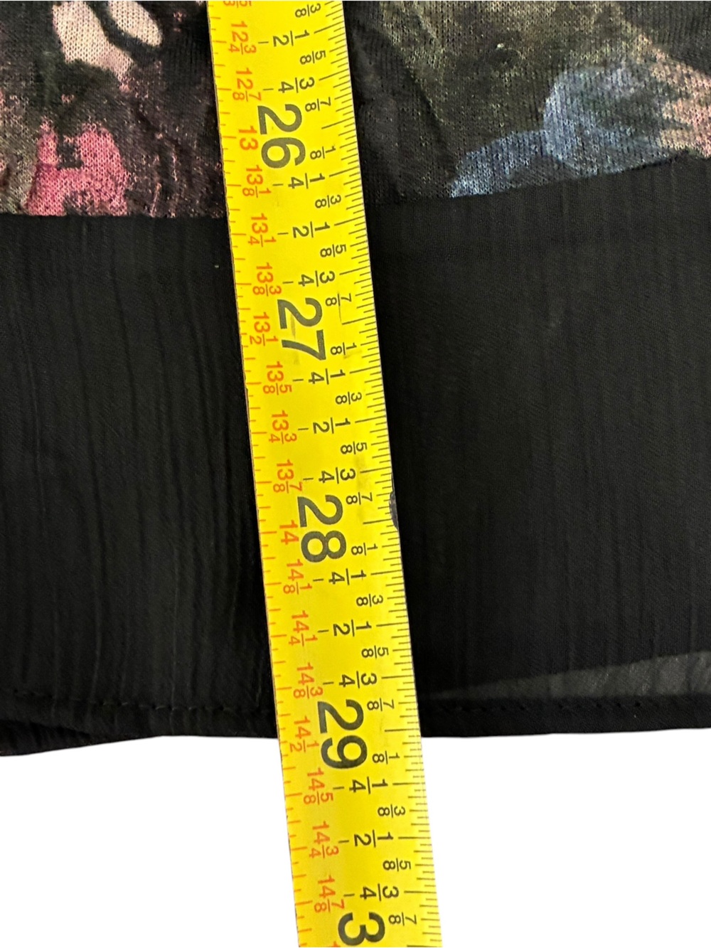 Floral Sheer Layered Sleeveless Top - with frayed lace neckline Black/Multi - Picture 5 of 5